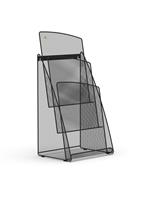 Catalogue holder, metal mesh, desktop, vertical, A4, 3 compartments, ALBA, black