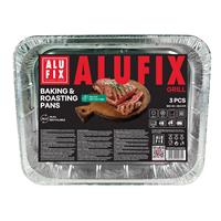 Aluminium grill plates, baking and roasting pans, 33x26 cm, 3 pcs, ALUFIX 