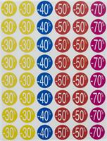 Discount labels, 24 mm, round, coloured, APLI, 240 labels/pack, -20–50%