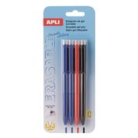 Gel pen, 0.5 mm, push-button, erasable, APLI “Erasable”, assorted colours