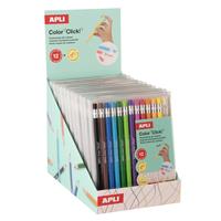 Coloured mechanical pencil set, display, APLI “Color Click”, 12 colours