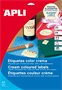 Label, 210x297 mm, coloured, APLI, cream, 20 labels/package