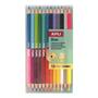 Coloured pencil set, double-ended, triangular, APLI "Duo", 24 different colours