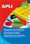 Label, 210x297 mm, coloured, APLI, flourescent red, 20 labels/package