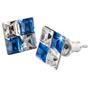 Earrings with sapphire blue-white SWAROVSKI® crystal, square, 8mm, ART CRYSTELLA®