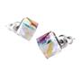 Earring, square, with opal AB SWAROVSKI® crystal, 6mm, ART CRYSTELLA®
