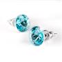 Earring, with light turquoise SWAROVSKI® crystals, rivoli, 8mm, ART CRYSTELLA®