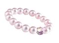 Bracelet, pink SWAROVSKI® pearl, with white AB crystal, 10 mm, ART CRYSTELLA® M