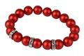 Bracelet, pearl bright red SWAROVSKI®, with white rondell diamond, 10mm, ART CRYSTELLA® M