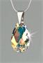 Necklace, raindrop, with white AB SWAROVSKI® crystal, 16mm, ART CRYSTELLA®