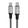 Charger cable, USB-C - USB-C, 60W, 2 m, AVAX "CB632 Steely LED", black