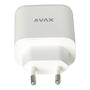 Network charger, GaN, USB-A + USB-C, AVAX "CH360 Speedy", white
