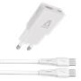 Network charger + USB-C - USB-C cable, 1,5 m,  AVAX "CH6413", white
