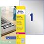 Label, 210x297 mm, polyester, weatherproof, AVERY ZWECKOFRM, silver, 20 label/pack