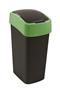 Flip top wastebin, 45 liter, CURVER "Pacific flip bin", black/green