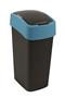 Flip top wastebin, 45 liter, CURVER "Pacific flip bin", black/blue