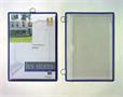 Leaflet holder , hanging,  A4, vertical, metal flap, DJOIS, blue