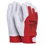 Mechanic gloves, Velcro fastening, goatskin and polyester, DONAU SAFETY, size 8/M, white-red