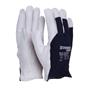 Mechanic gloves, goatskin and polyester, DONAU SAFETY, size 9/L, white-navy blue