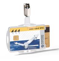 Identity card holder, to 2 card, with clip, DURABLE, transparent