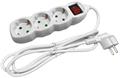 Extension lead, 3 sockets, 1,5 m, with switch, ENTAC, white