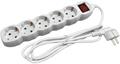 Extension lead, 5 sockets, 5 m, with switch, ENTAC, white