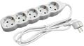 Extension lead, 5 sockets, 5 m, ENTAC, white