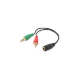 Audio splitter cable, 13 cm, 1 input/2 output, EQUIP