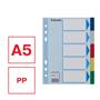 Dividers, plastic, A5, 5 parts, ESSELTE, colorful