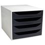 Drawer cabinet, plastic, 4 tiers, EXACOMPTA "Ecobox Office", grey-black