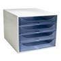 Drawer cabinet, plastic, 4 tiers, EXACOMPTA "Ecobox Linicolor", iceblue