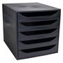 Drawer cabinet, plastic, 5 tiers, EXACOMPTA "Ecobox ExoBlack", black