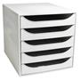 Drawer cabinet, plastic, 5 tiers, EXACOMPTA "Ecobox Office", grey