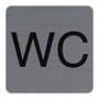 Information board, self-adhesive, 7,5x7,5 cm, aluminum effect, EXACOMPTA, "WC"