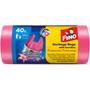 Refuse bag, tie string, 40 l, 20 pcs, 52x61 cm, 16 µ, FINO "Premium handles", pink