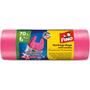 Refuse bag, tie string, 70 l, 15 pcs, 62x73 cm, 16 µ, FINO "Premium handles", pink