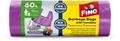 Refuse bag, tie string, 60 l, 15 pcs, 59x70 cm, 16 µ, FINO "Premium handles", purple