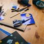 Scissors, school, 18 cm, left-handed, FISKARS, glittery blue