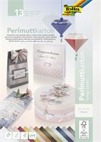 Photo cardboard, double-sided, 25x35 cm, 13 sheets, 250 g, FOLIA, 13 different pearlescent colors