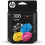 6L6S6UE inkjet cartridge multipack for Deskjet 2900, Envy 6110e printers, HP 308, black+color, 160+120 pages