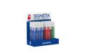 Ballpoint pen display, 0.7 mm, capped, ICO "Signetta", 4 assorted colours