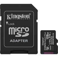 Memorycard, microSDXC, 128GB, C10/UHS-I/U1-U3/V10-V30/A1, Gen3, with adapter, KINGSTON 