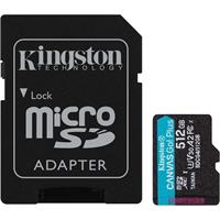 Memorycard, microSDXC, 512GB, C10/UHS-I/U3/V30/A2, Gen4, with adapter, KINGSTON 