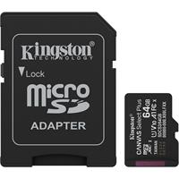 Memorycard, microSDXC, 64GB, C10/UHS-I/U1-U3/V10-V30/A1, Gen3, with adapter, KINGSTON 