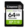 Memorycard, SDXC, 64GB, C10/UHS-I/U1/V10, Gen3, KINGSTON "Canvas Select Plus"