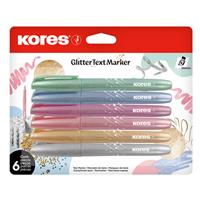 Highlighter set, 3-5 mm, KORES, 6 different glitter colours