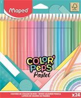 Colored pencil set, triangular, MAPED “Color’Peps Pastel”, 24 assorted pastel colors