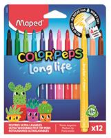 Felt-tip pen set, 3.7 mm, washable, MAPED “Color’Peps Long Life 2”, 12 assorted colors