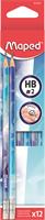 Graphite pencil with eraser, HB, triangular, MAPED “Arctic”, 12 pcs