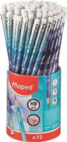 Graphite pencil with eraser, with pencil holder, HB, triangular, MAPED “Arctic”, 72 pcs